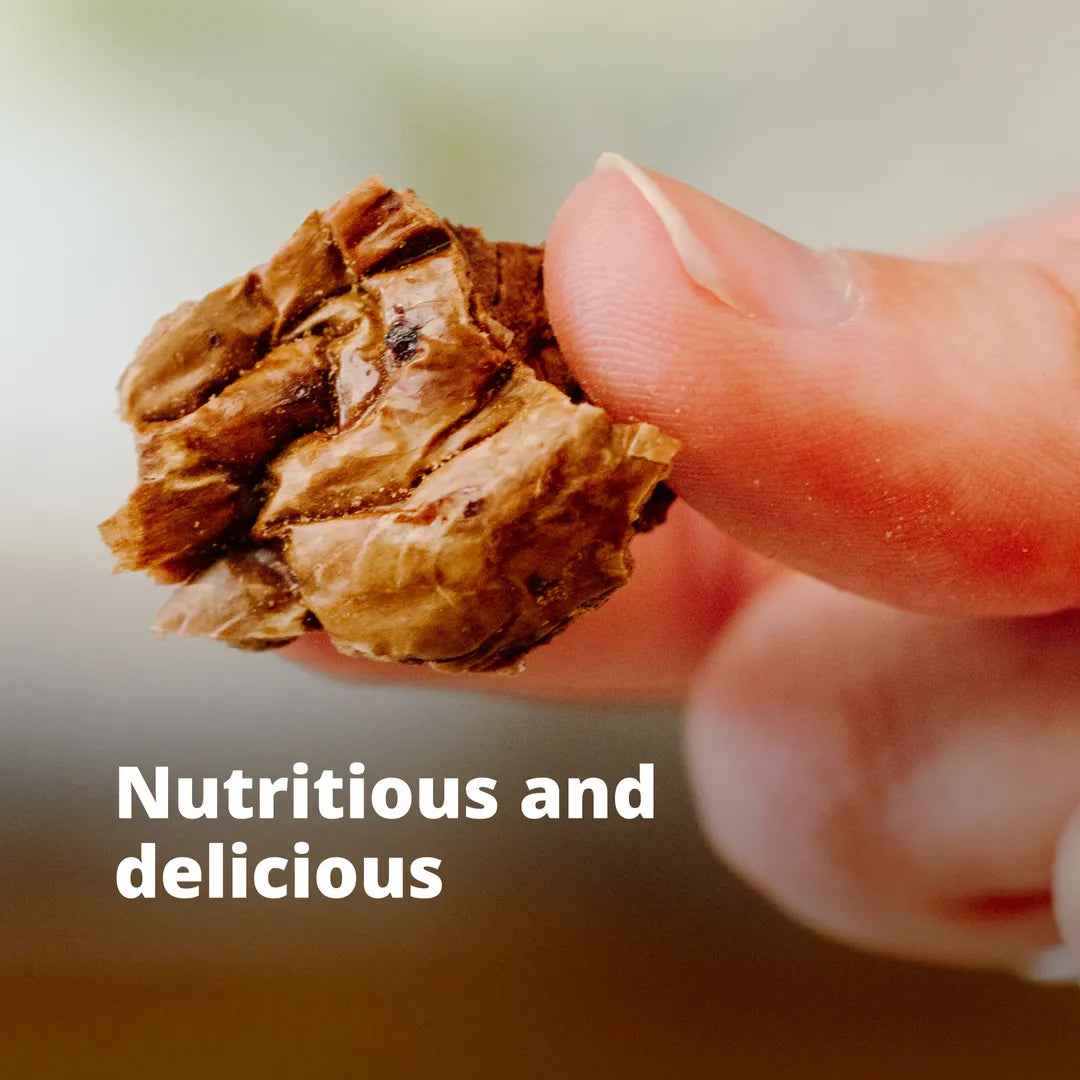 Nutritious and delicious - close up photo of beefy bite piece